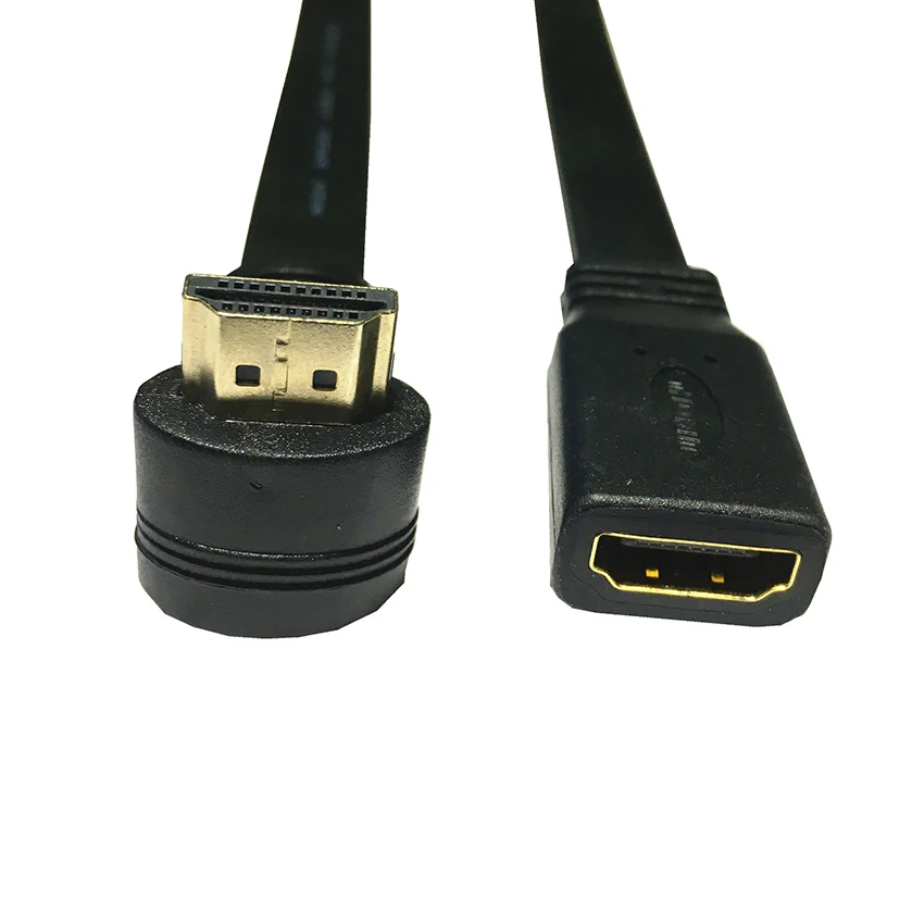 Плоский тонкий Высокоскоростной HDMI Удлинительный кабель 1 фута A Femaleto Male угол