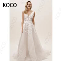 macdougal wedding dresses 2022 simple v neck tulle beach party bride gown elegant applique vestido de novia civil women skirt