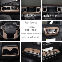 for 2016 2020 toyota tacoma abs pear wood car steering wheel button frame glass lift switch frame sticker interior accessories