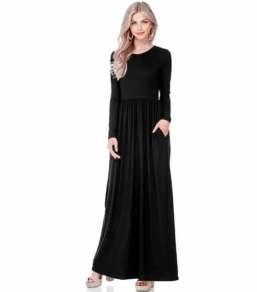 Элегантное платье весна осень длинное фиолетовое Черное макси Longo Vestido femme longue robe