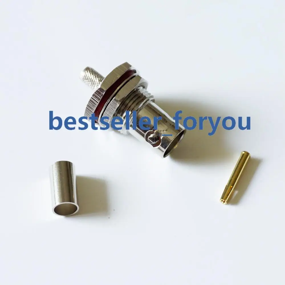 

BNC Q9 Jack Female Bulkhead O-ring Crimp RF Connector For LMR195 RG58 RG400 RG142
