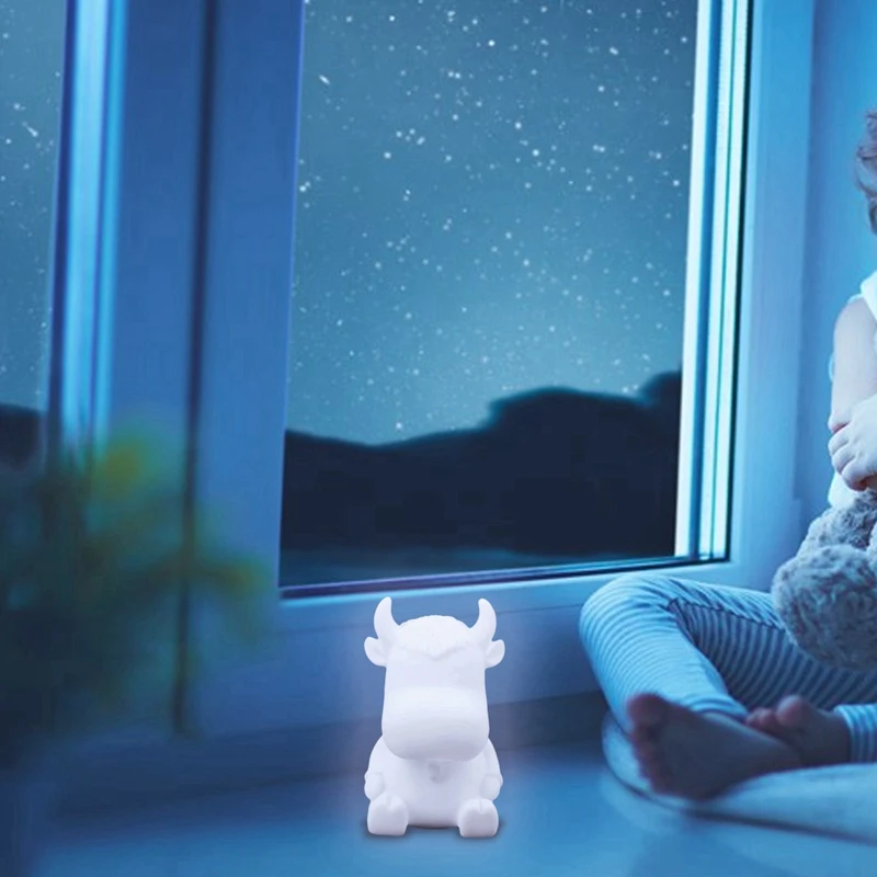 Светодиодный светильник в форме коровы 7 цветов Ночной с животными домашний