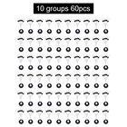 Набор из 60 шт., 10 групп черных резиновых пробок для лески 3,0-6,0 #, средний 2-4, аксессуары для ловли карпа