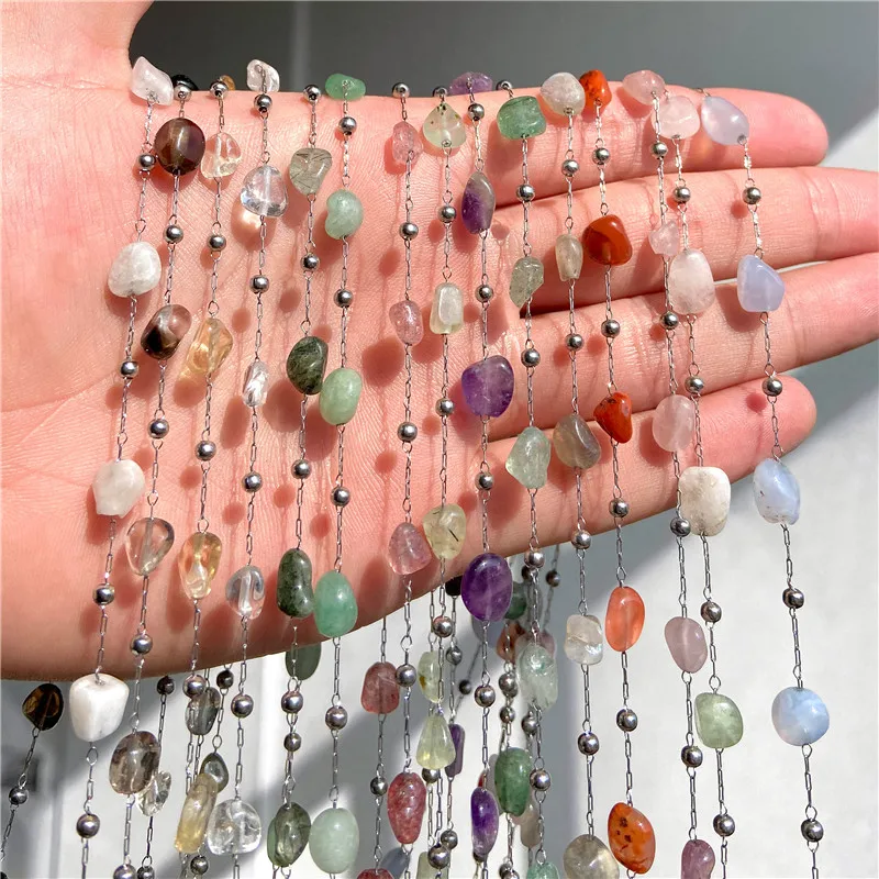 Натуральные камни нержавеющая сталь кварцевые бусины цепочка сделай сам