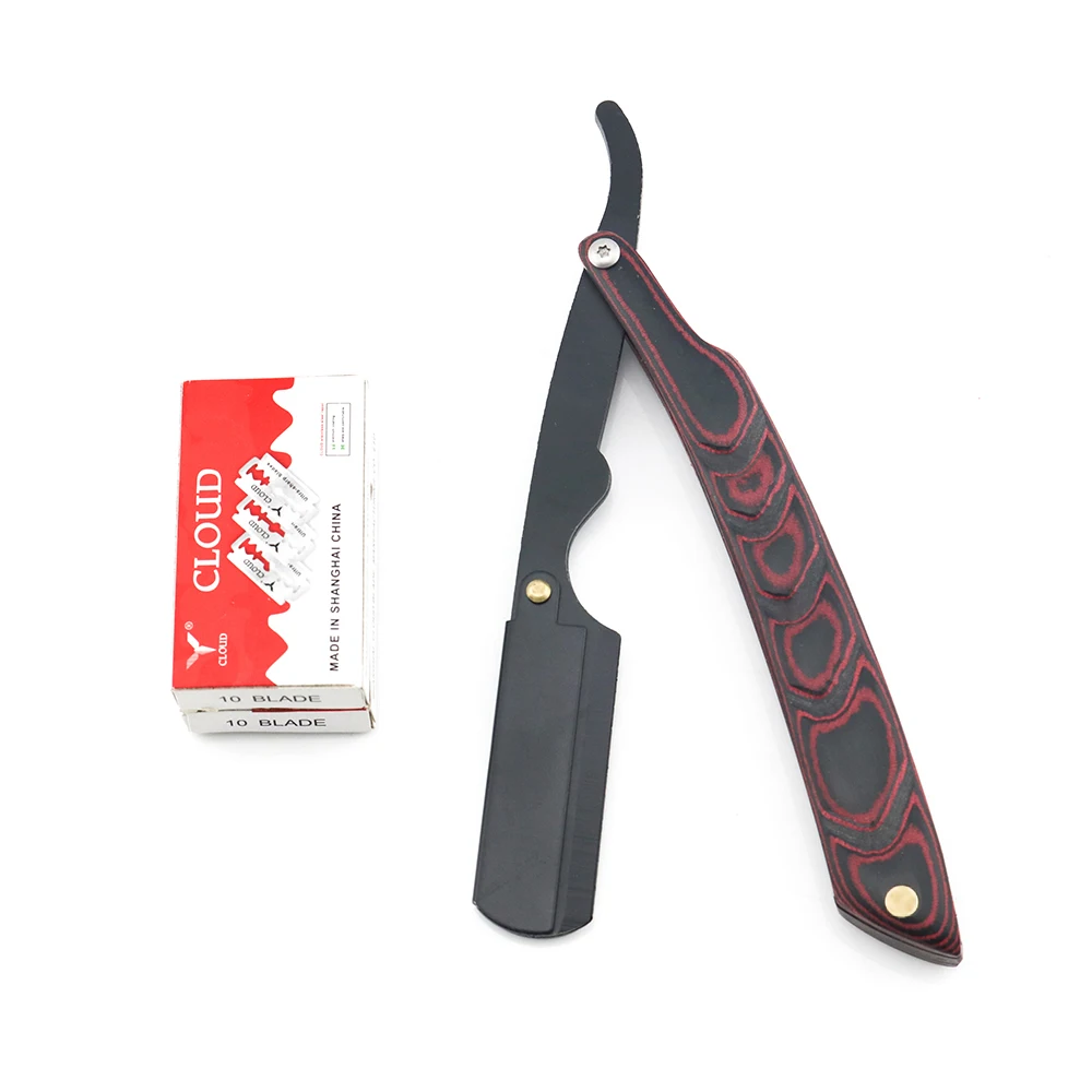 

Straight razor Mens shaving razors Black cover Solid wood handle NEW