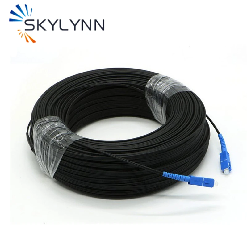 New Arrival SC/UPC-SC/UPC Single Core Single Mode G652D Outdoor Drop Cable Optical Fiber Patch Cord 100 Meter With Steel Wire