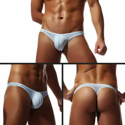 

Ice Silk Sexy Mens Bikini Swimwear Elastic Briefs Thongs G-String Underwear G-strings