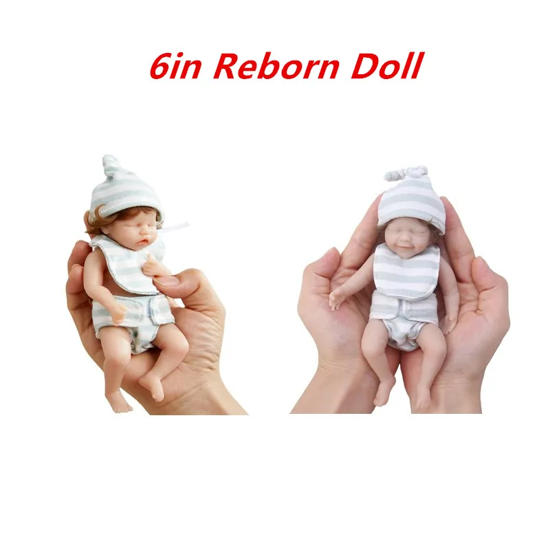 

1 Pc 6in Reborn Girl Doll Miniature Figure Interaction Toy Soft Silicone Simulation Doll that Looks Real w/ Curly Rooted Hair