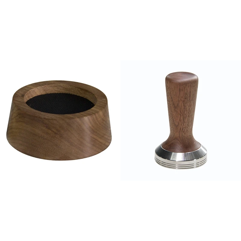 

Stainless Steel Coffee Tamper 58Mm Professional Set Flat Base Powder Hammer Espresso Tamper With Wooden Base