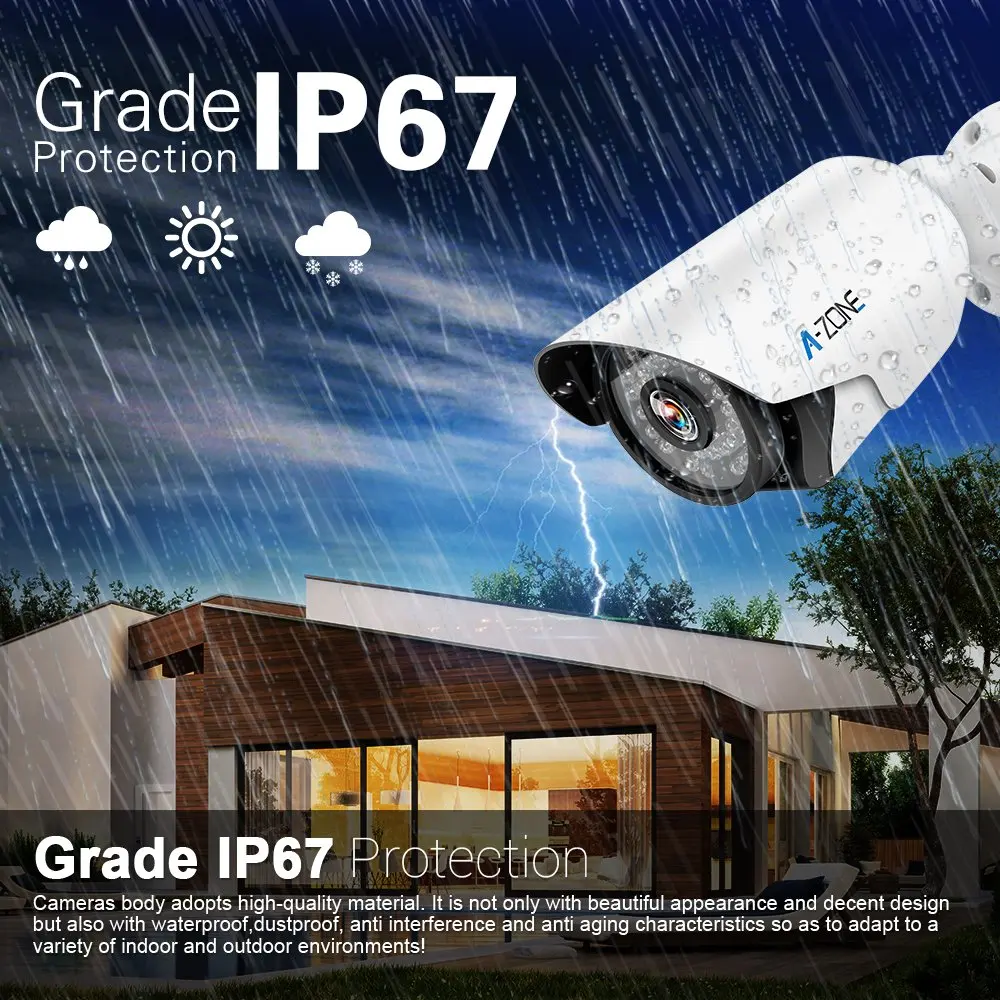 A-ZONE 960P CCTV Home Security Cameras 16CH 1080P DVR IP67 Waterproof Outdoor AHD Monitor Video Surveillance Kit | Безопасность и