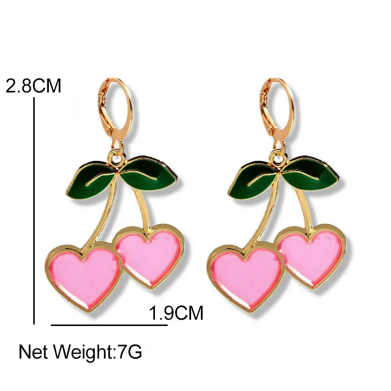 JJFOUCS новые модные розовые вишневые фрукты Висячие серьги для женщин