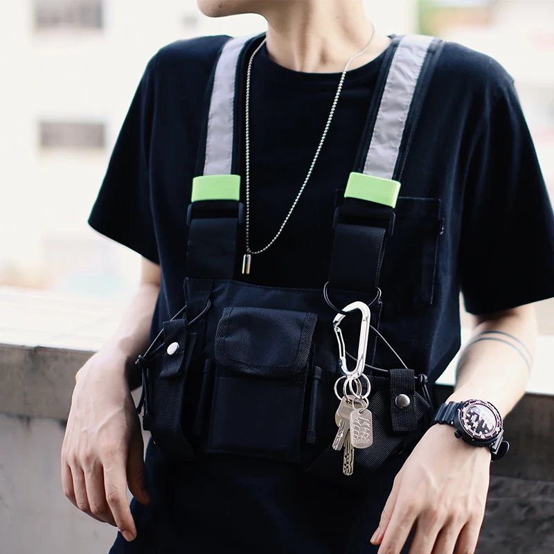 Уличная жилетка контрастная нагрудная Сумка Многофункциональная подвеска