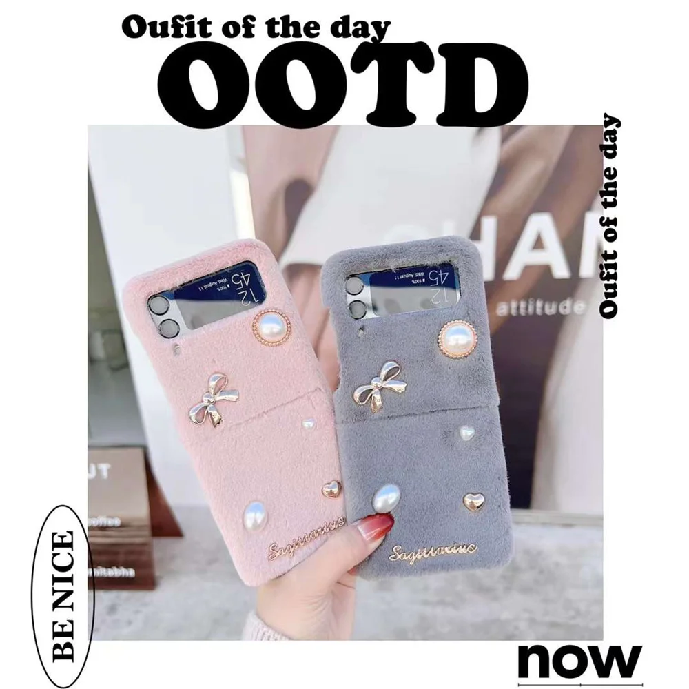 

Winter new plush diamond-encrusted mobile phone case For Samsung Z flip 3 Fashion chunse anti-falling Z flip 3 case