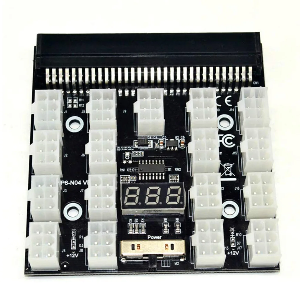 

PCI-E 17x 6Pin Power Supply Breakout Board Adapter Converter 12V for Ethereum BTC Antminer Miner Mining HP Server PSU GPU