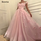 Женское вечернее платье с открытыми плечами, длинное розовое платье-трапеция с V-образным вырезом