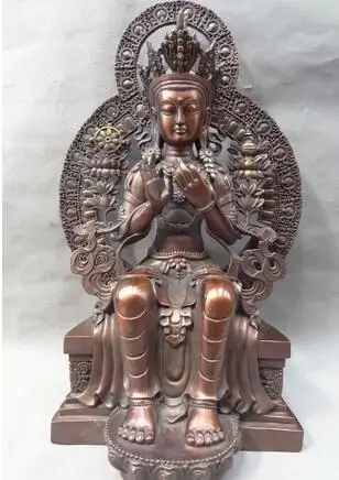 Бесплатная доставка 58 см китайская статуя Будды Майтреи из чистого бронза