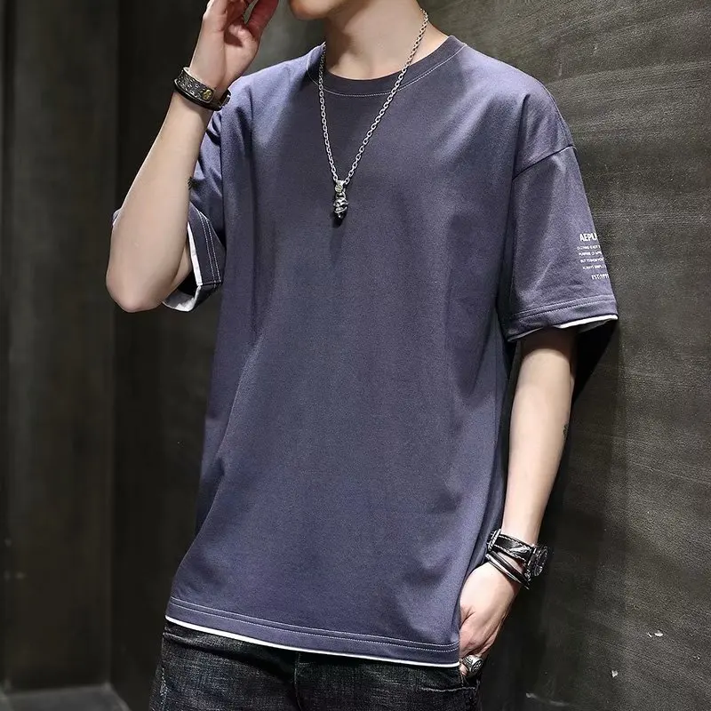 Мужская футболка Винтажная для мужчин толстая хлопковая Футболка с принтом