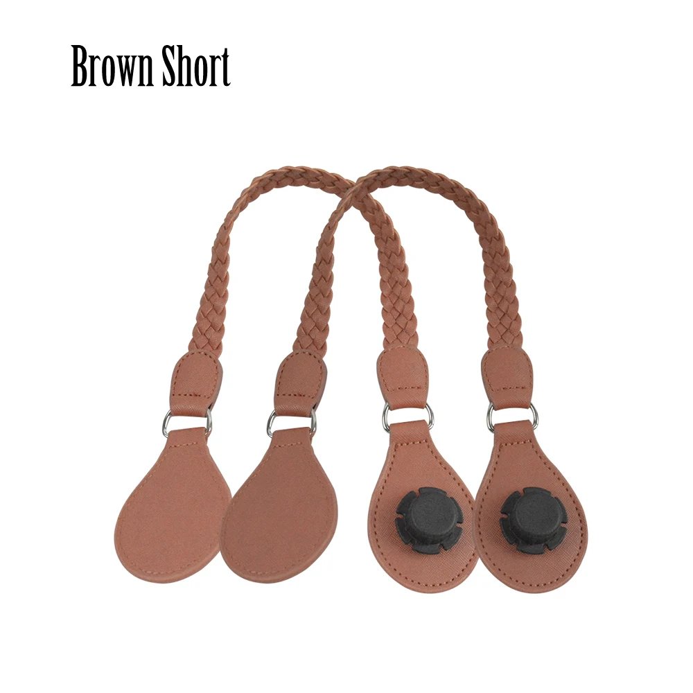 brown short TANQU 1 пара длинных коротких кожаных плетеных ручек из искусственной кожи, Классическая мини-сумка O для Obag, женская сумка на плечо - Цвет: brown short