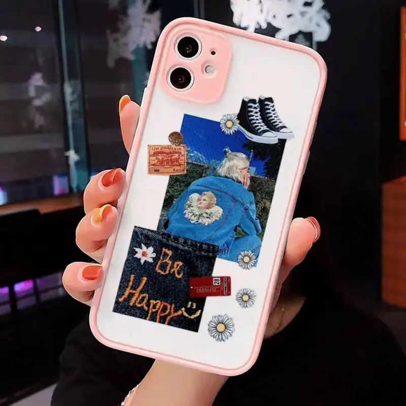 

David Art Stickers Phone Case matte transparent For Pink iPhone 7 8 x xs xr 11 12 pro plus max mini Clear Funda