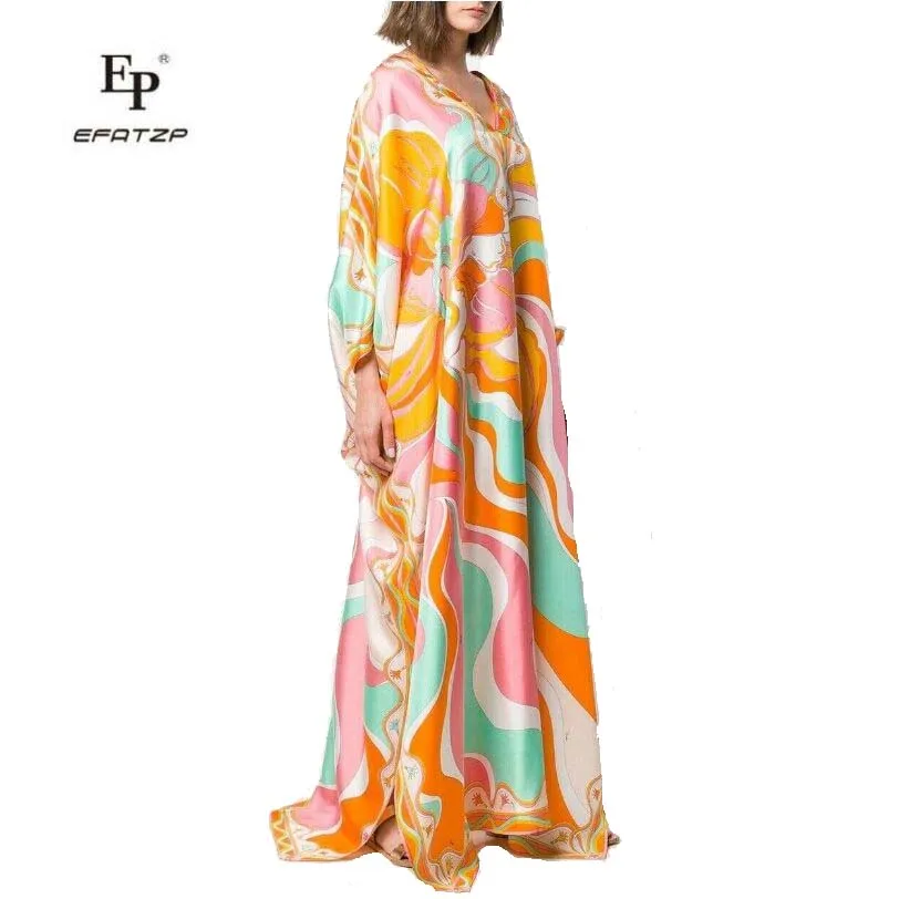 EFATZP новое свободное платье с v-образным вырезом модное красивое эластичное