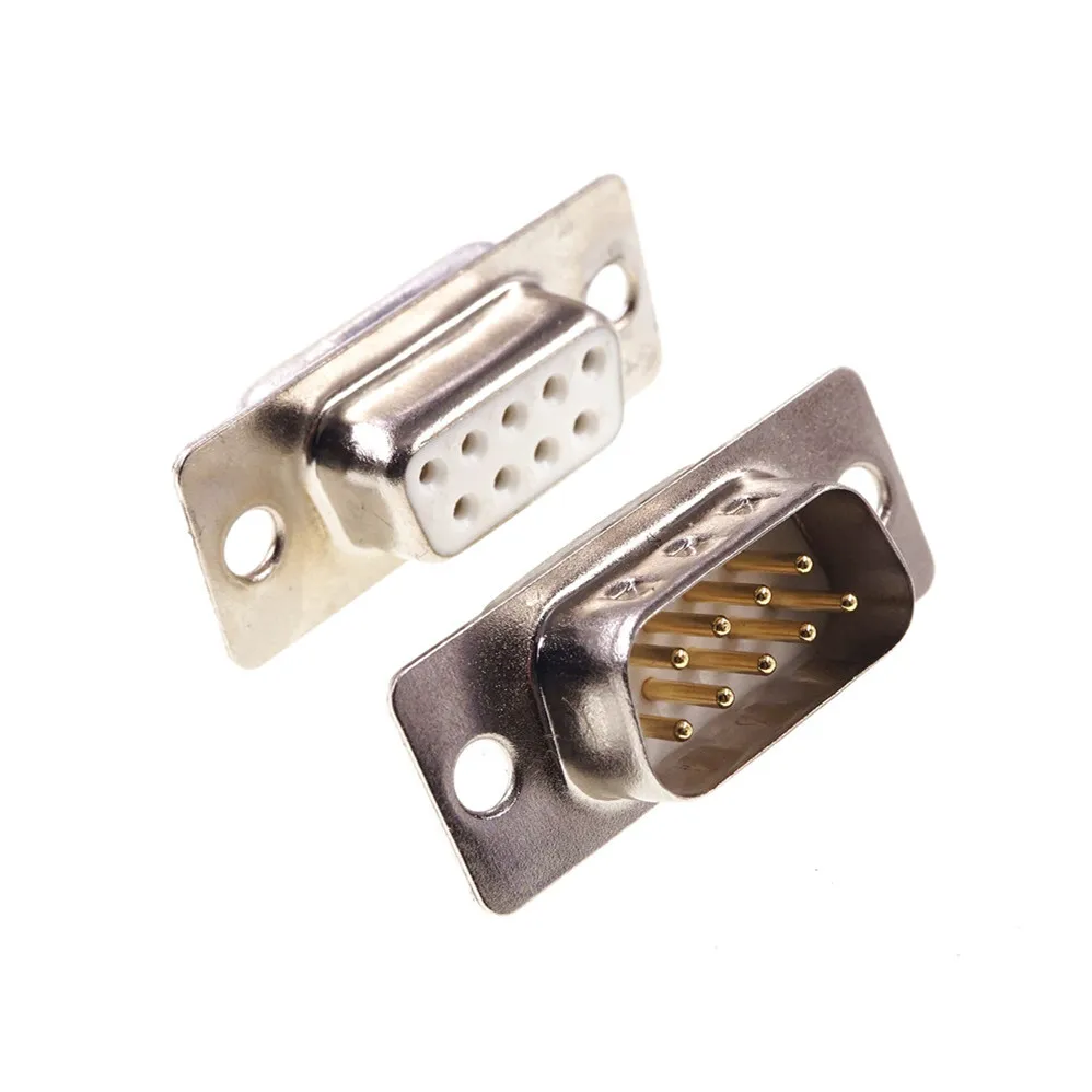 20Pcs D-SUB 9 Position Connector DB9 Plug Male Pins Solder Wire Adapter Series Port Pin Gold Plate Machined High End | Обустройство