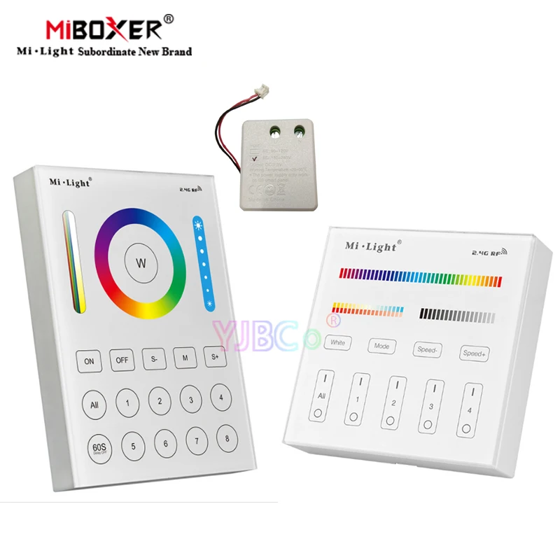 

Miboxer RGB+CCT Smart touch Panel Controller B8/B4/T4 Wall-mounted 2.4G 4-Zone 8-Zone Remote switch for led bulb light strip
