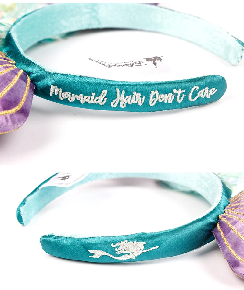 Diadema con orejas de Minnie de dibujos animados para adultos y ni&ntilde;os, diadema de felpa de sirena, Princesa, con lazos grandes de lentejuelas, para disfraz, regalo-2