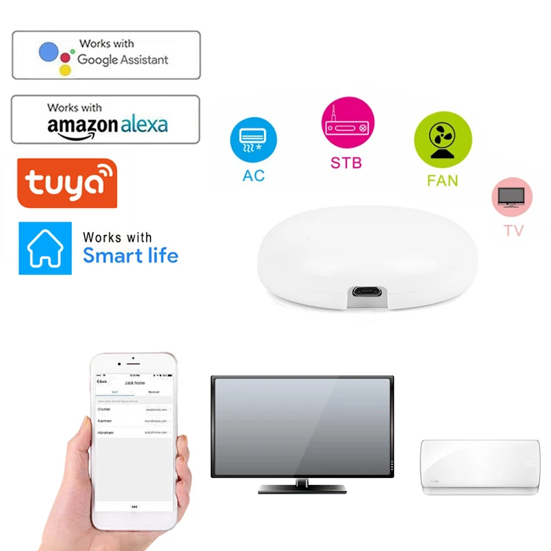 

IR Remote Control Smart Wifi Universal Infrared Tuya For Smart Home Control For TV Air Conditioner Works With Alexa Google Home