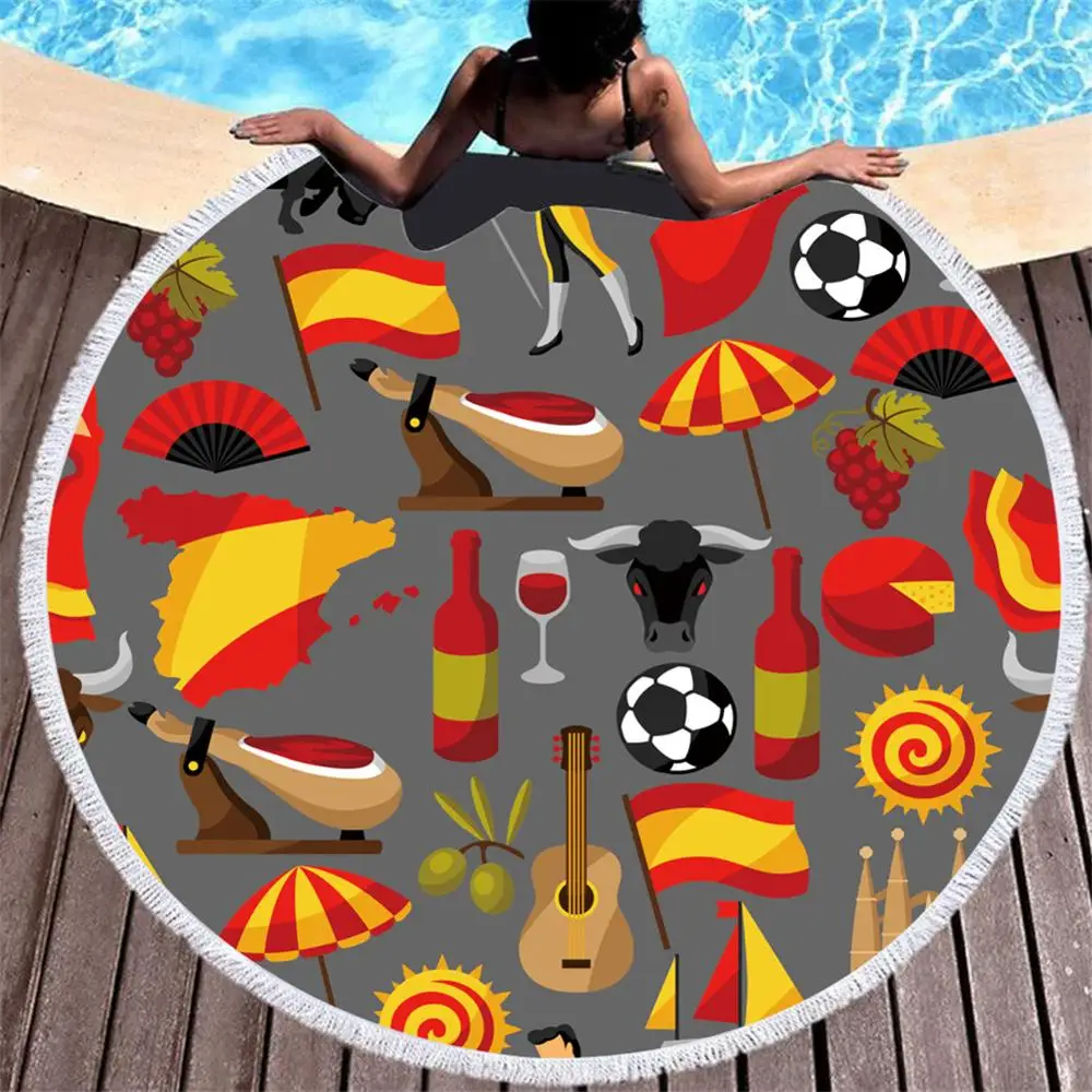 Мультфильм фрукты круглый пляжное банное полотенце из микрофибры Полотенца для