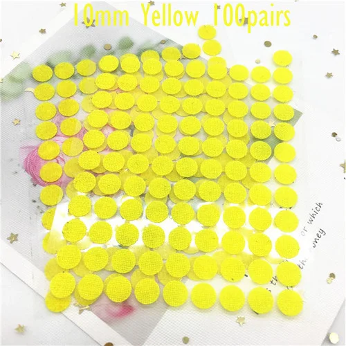 Yellow 10mm 100Pairs 10/15/20/25/30 мм самоклеящаяся крепежная лента на застежке-липучке, сильный клей Magic Стикеры белая дисковая черные монеты на застежке-липучке лента для домашнего Применение - Цвет: Yellow 10mm 100Pairs