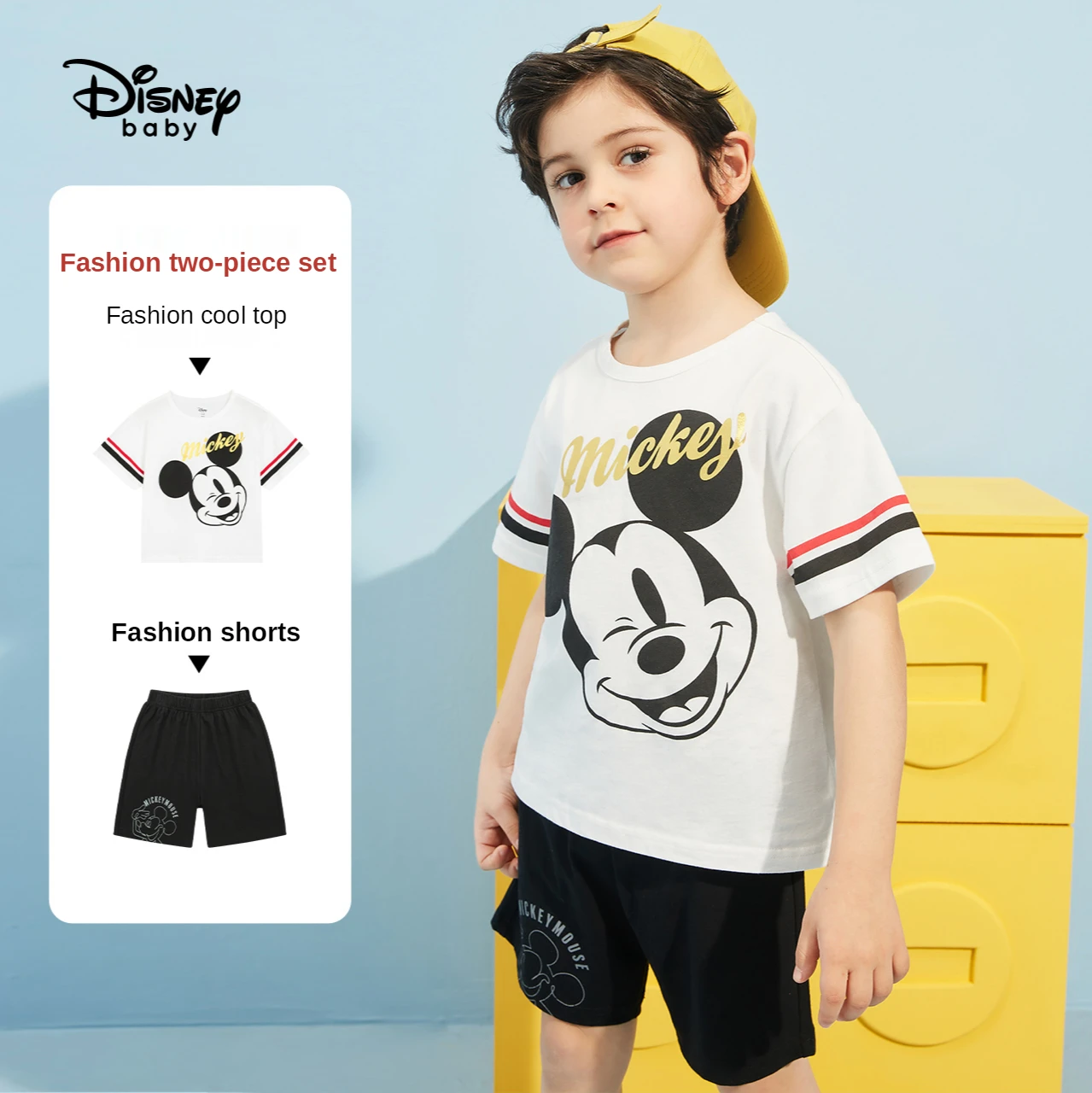 

Disney Children's fashion summer cartoon Mickey Children Boys and girls short-sleeved cotton two-piece suit