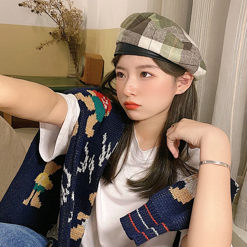 Берет женский летний тонкий дышащий Черный Ретро корейский японский художник