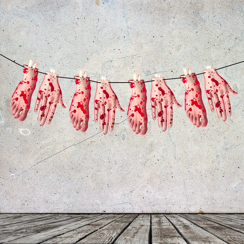 Бумажные баннеры на Хэллоуин Кровавые ножи отрезанные руки подвесные пучки
