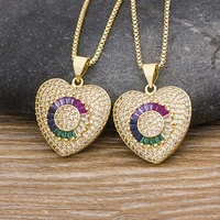 aibef bohemian micro pave cubic zirconia heart pendant clavicle chain necklaces fine jewelry for women valentines wedding party