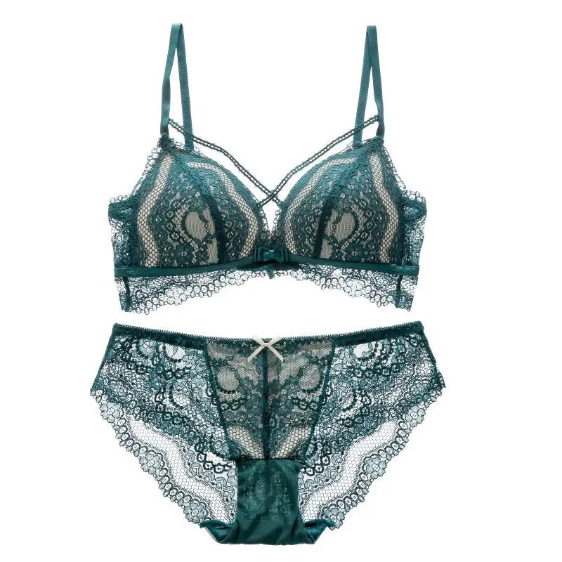 

Women's Underwear Sexy Bra set Panties and Thong Ultra-thin Floral lace Wireless Beauty Back Bra Sets