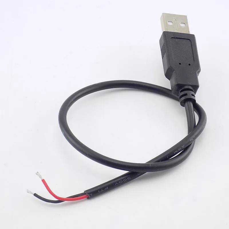 0.3/1/2M DC 5V USB 2.0 Type A Male 2 Pin Cable Power Supply Adapter Charge for Smart Devices DIY Connector Wire L19 | Безопасность и