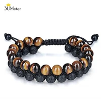 men lava rock tiger eye stone bracelet essential oil diffuser bracelet braided rope natural stone yoga beads bracelets bangle