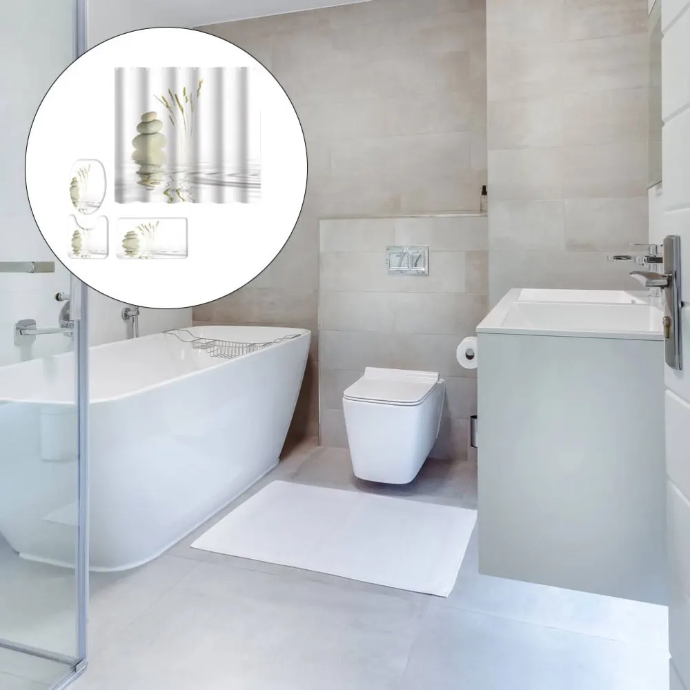 1 шт. занавески для ванной с галькой душа дома|Шторы душа| |