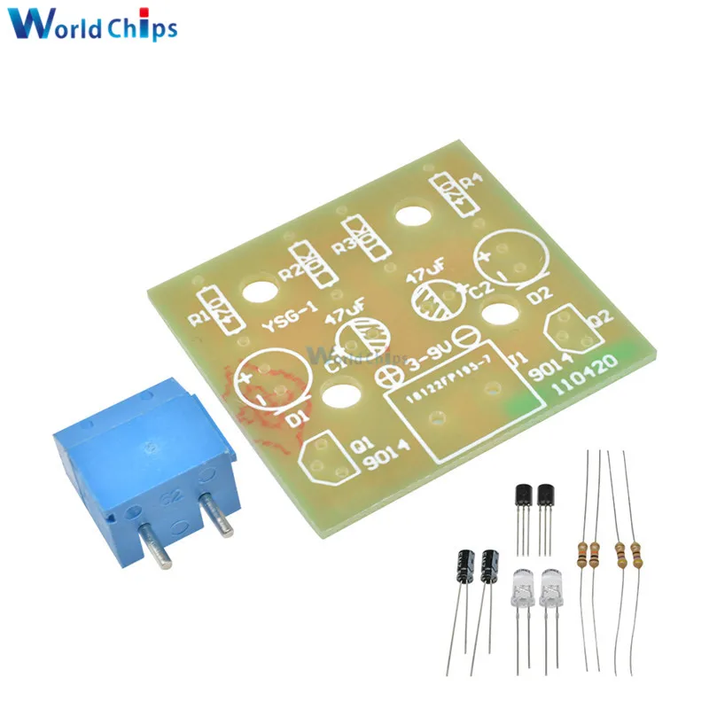 DIY Kit 5 мм светодиодный светильник с простой вспышкой простой мигающий светодиодный s монтажная плата наборы электронных деталей