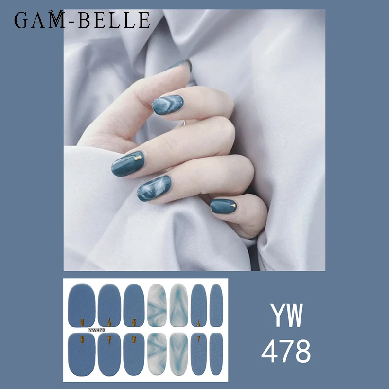 

GAM-BELLE 1 лист Блестящий Цветущий мраморный узор наклейки для дизайна ногтей красочные клейкие полного обертывания декоративный Маникюр Инст...