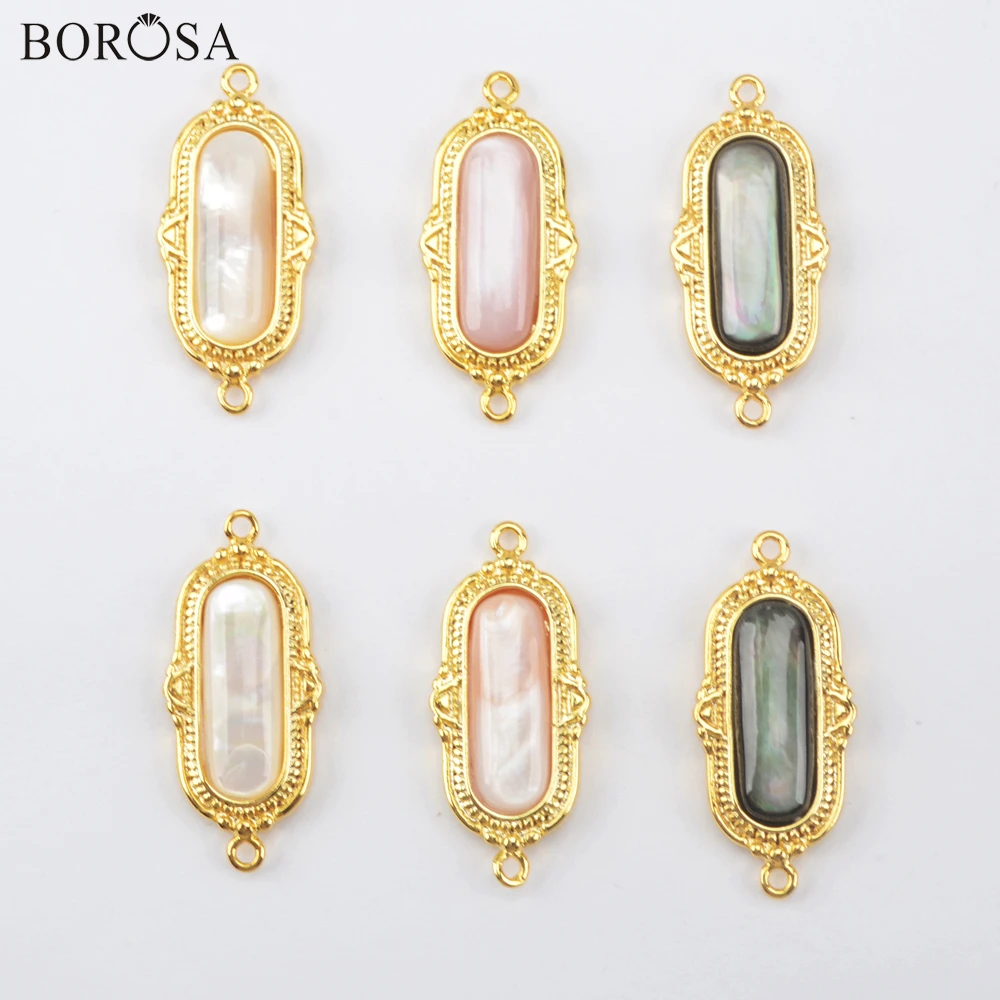 BOROSA 1 шт. модные золотые натуральные ракушки Овальные Подвески перламутровые