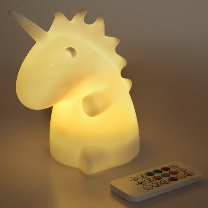 Цветной СВЕТОДИОДНЫЙ ночник в виде единорога для детской комнаты маленькая
