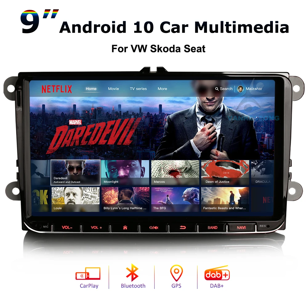 9" Android 10.0 Car Stereo Multimedia Player Autoradio DAB+ 4G GPS CarPlay for VW Passat CC Polo Golf Tiguan Caddy