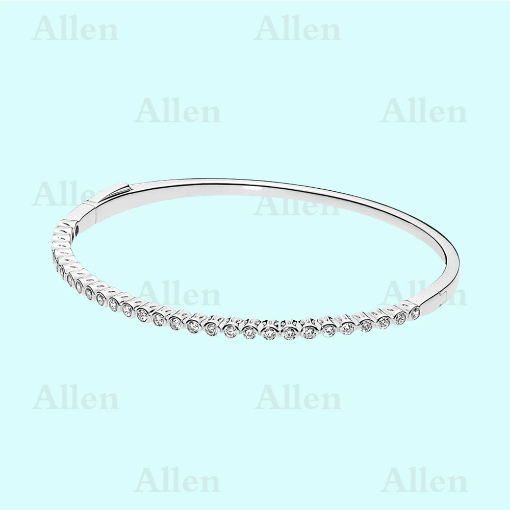 

2019 100% 925 Sterling Silver Classic Alluring Brilliant Bangle Women Charm Fashion DIY Jewelry Free Shipping