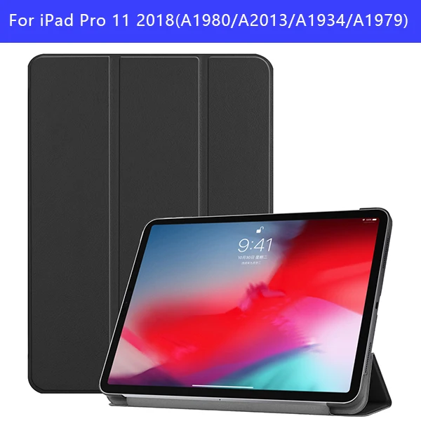 IPADPRO11 KST BK Чехол для планшета для ipad pro 11, однотонный чехол из ТПУ, чехол для нового ipad pro 11 с держателем для карандашей, Смарт, трехслойная подставка - Цвет: IPADPRO11 KST BK
