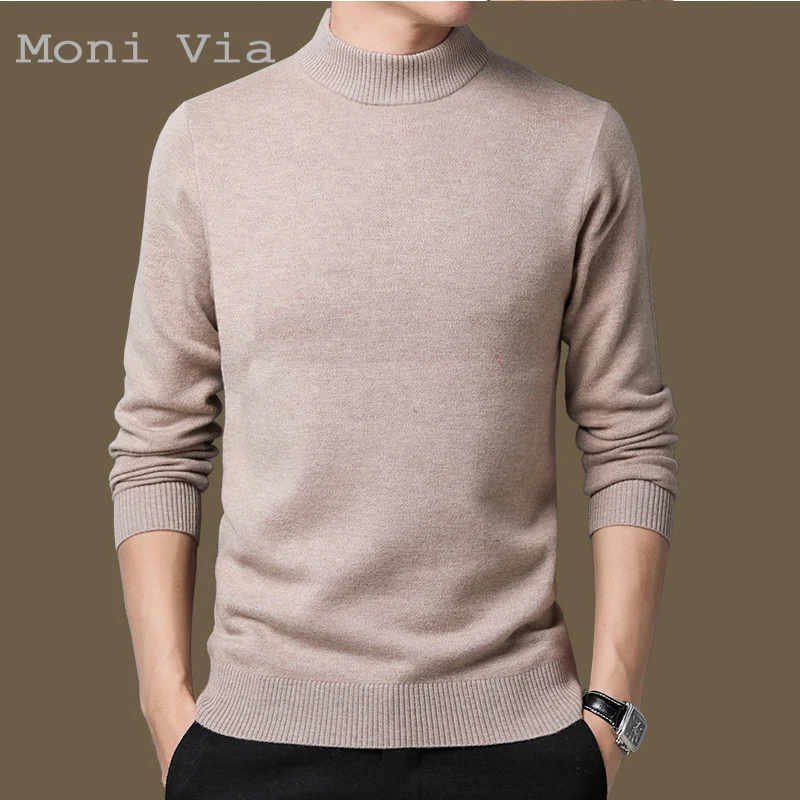 

New Brand Men's Wool O-Neck Sweater Solid Color Knitted Pullover For Men Autumn Winter Bottoming Shirt Casual Slim Men Sweaters