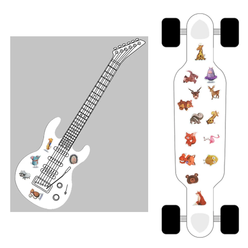 

40/80 Pcs JDM Mix Styles Cute Watercolor Animal Stickers for Laptop Skateboard Computer Guitar Kids Cartoon Sticker Decal Toy