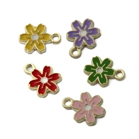 10pcslot new enamel mini cute flowers shape charms fashion jewelry earring bracelet keychain making accessories