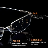 nonor titanium multifocal reading glasses men progressive bifocal blue light blocking uv protect presbyopic glasses half frame