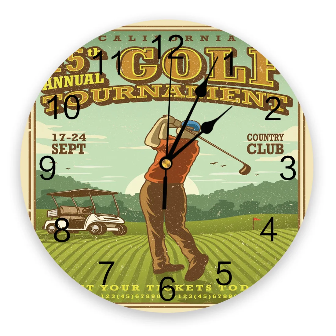 Прерий Гольф Ретро автомобиль круглые настенные часы современный дизайн Декор